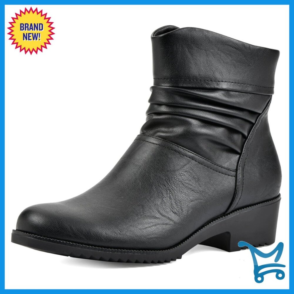 Cushioned Ankle Booties With Rouched Detail, Comfortable Footwear